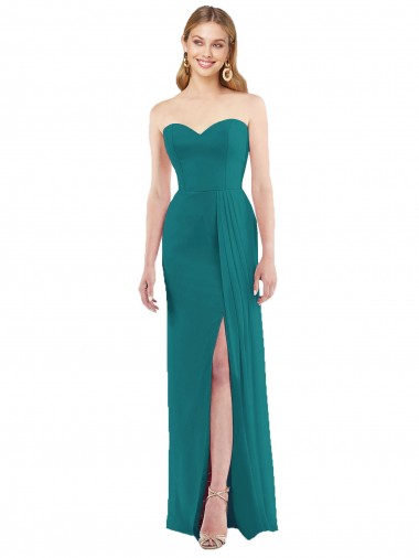 Strapless Long Soft Chiffon Hunter Sleeveless Bridesmaid Dress Victoria