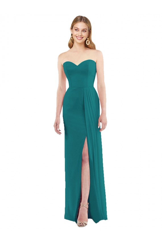 Strapless Long Soft Chiffon Hunter Sleeveless Bridesmaid Dress Victoria