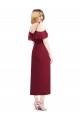 V-Neck Cocktail Length Soft Chiffon Salmon Cold Shoulder High Low Bridesmaid Dress Victoria