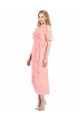V-Neck Cocktail Length Soft Chiffon Salmon Cold Shoulder High Low Bridesmaid Dress Victoria