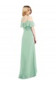 V-Neck Long Soft Chiffon Mint Green Cold Shoulder High Low Bridesmaid Dress Victoria