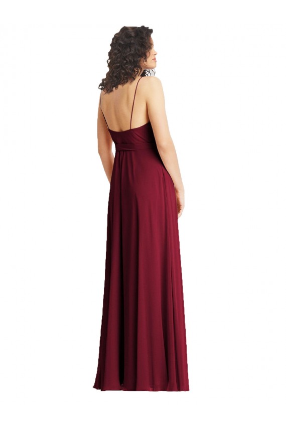V-Neck Long Soft Chiffon Smoke Green Sleeveless Formal Evening Gown / Bridesmaid Dress Victoria