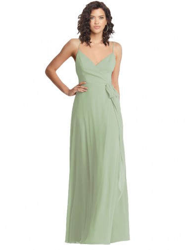 V-Neck Long Soft Chiffon Smoke Green Sleeveless Formal Evening Gown / Bridesmaid Dress Victoria
