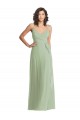 V-Neck Long Soft Chiffon Smoke Green Sleeveless Formal Evening Gown / Bridesmaid Dress Victoria