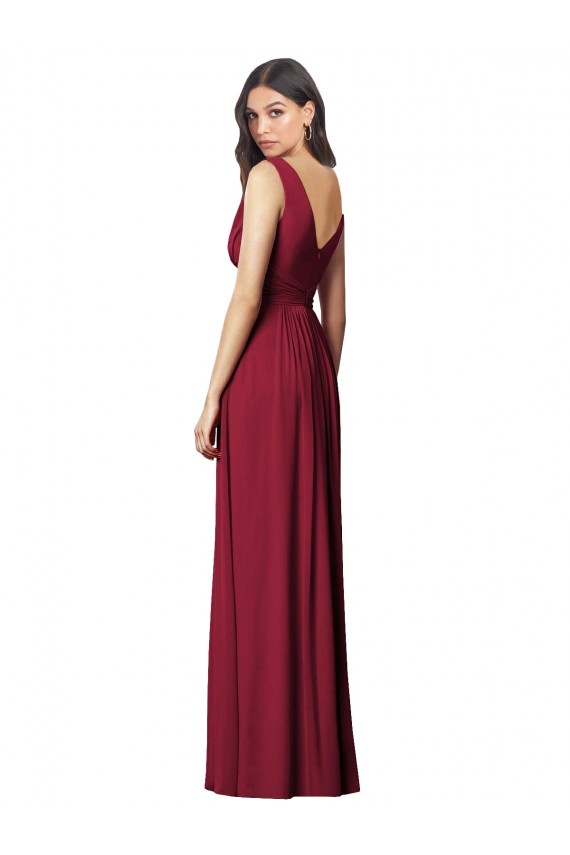 V-Neck Long Soft Chiffon Royal Blue Sleeveless Semi Formal Evening Dress / Bridesmaid Dress Victoria