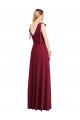 V-Neck Long Soft Chiffon Coral Sleeveless Bridesmaid Dress Victoria