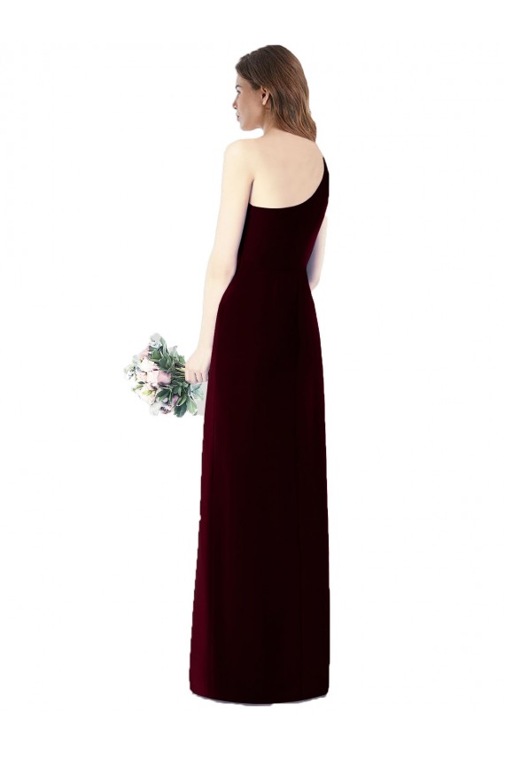 One Shoulder Long Soft Chiffon Dark Green Sleeveless Bridesmaid Dress Victoria