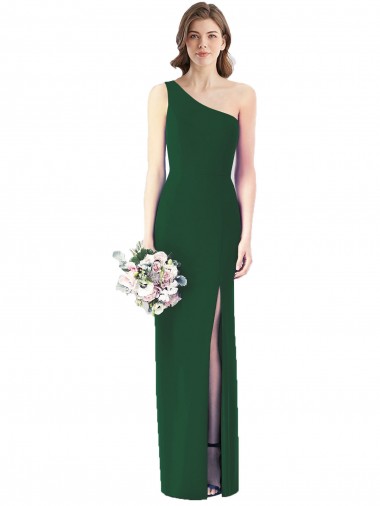 One Shoulder Long Soft Chiffon Dark Green Sleeveless Bridesmaid Dress Victoria
