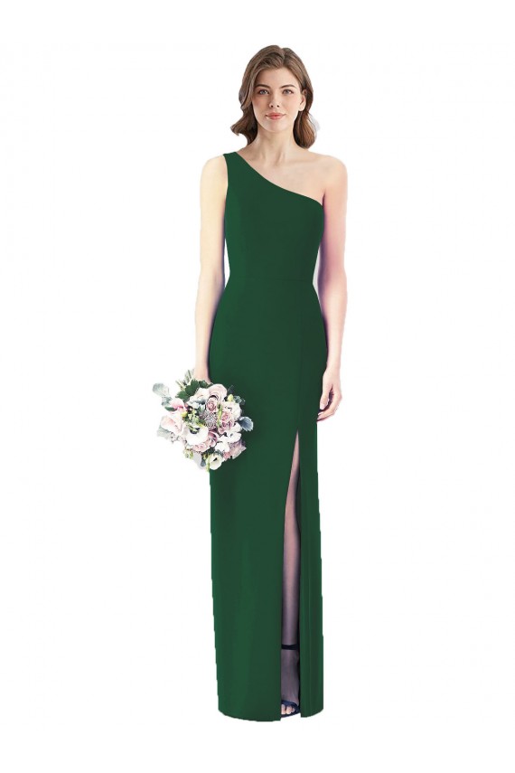 One Shoulder Long Soft Chiffon Dark Green Sleeveless Bridesmaid Dress Victoria