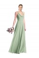 Cowl Neck Long Chiffon Sage Sleeveless Bridesmaid Dress / Evening Dress Victoria