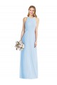Halter Neck Long Soft Chiffon Light Sky Blue Sleeveless Semi Formal Evening Dress / Bridesmaid Dress Victoria