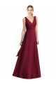 V-Neck Long Floor Length Chiffon Burgundy Sleeveless Bridesmaid Dress Victoria