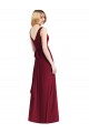 V-Neck Long Floor Length Chiffon Burgundy Sleeveless Bridesmaid Dress Victoria
