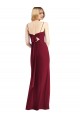 Spaghetti Straps Long Soft Chiffon Burgundy Sleeveless Bridesmaid Dress Victoria