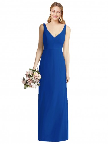 Strapless Long Chiffon Royal Blue Sleeveless Bridesmaid Dress Victoria