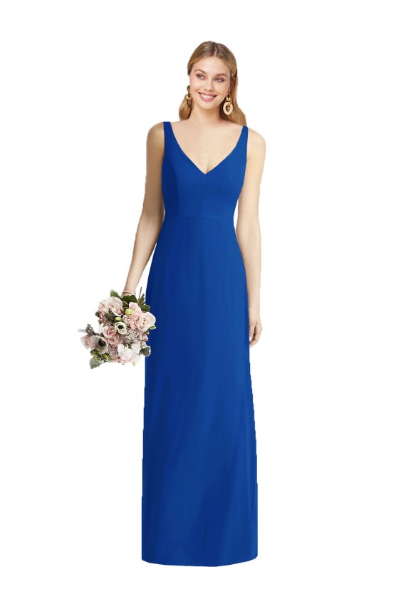Strapless Long Chiffon Royal Blue Sleeveless Bridesmaid Dress Victoria