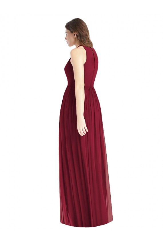 Halter Neck Long Soft Chiffon Lilac Sleeveless Bridesmaid Dress Victoria