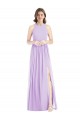Halter Neck Long Soft Chiffon Lilac Sleeveless Bridesmaid Dress Victoria