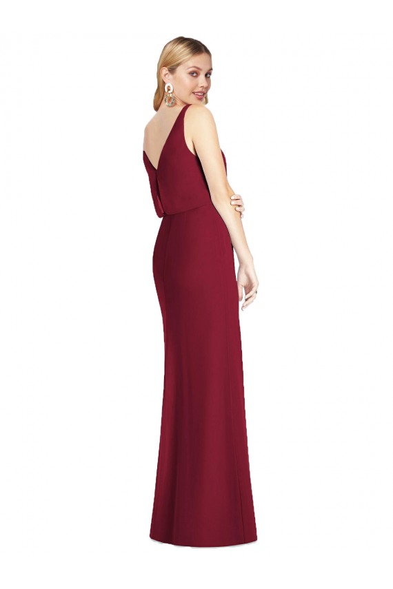 V-Neck Long Soft Chiffon Dusty Pink Sleeveless Bridesmaid Dress Victoria