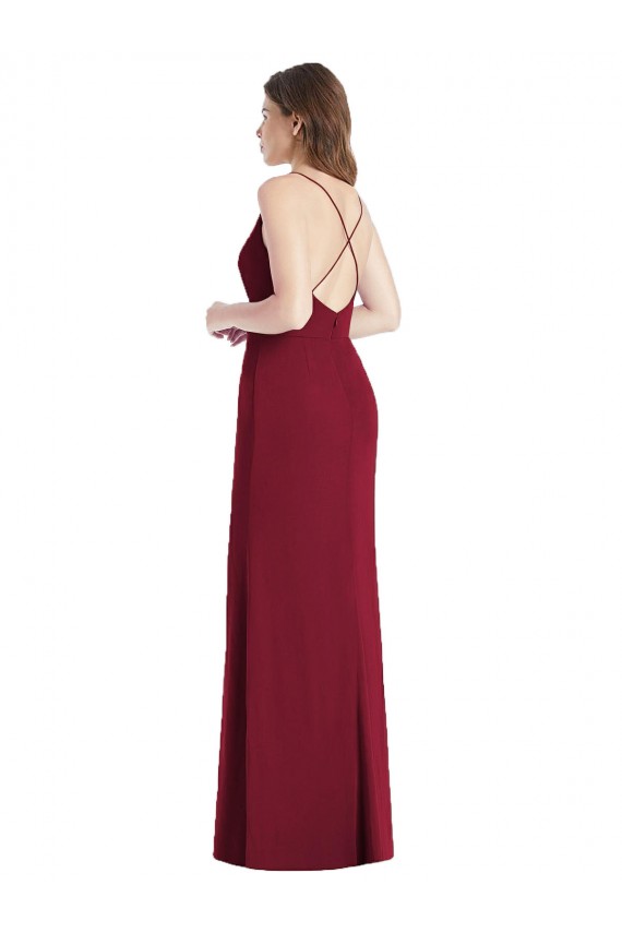 V-Neck Long Soft Chiffon Hunter Sleeveless Bridesmaid Dress Victoria