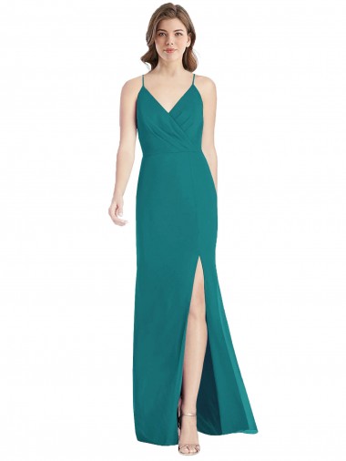 V-Neck Long Soft Chiffon Hunter Sleeveless Bridesmaid Dress Victoria