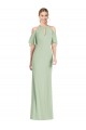 Halter Neck Long Soft Chiffon Sage Cold Shoulder Semi Formal Evening Dress / Bridesmaid Dress Victoria