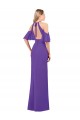 Halter Neck Long Soft Chiffon Purple Ruffle Sleeves Bridesmaid Dress Victoria