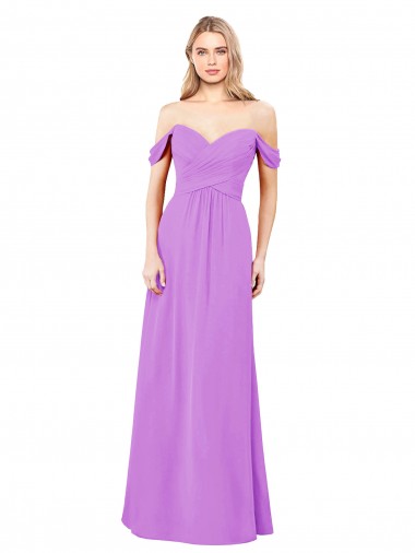 Sweetheart Long Soft Chiffon Violet Sleeveless Bridesmaid Dress Victoria