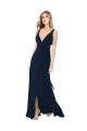 V-Neck Long Chiffon Dark Navy Sleeveless Bridesmaid Dress / Evening Dress Victoria