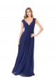 V-Neck Long Soft Chiffon Sapphire Cap Sleeves Bridesmaid Dress Victoria