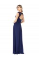 V-Neck Long Soft Chiffon Sapphire Cap Sleeves Bridesmaid Dress Victoria