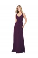 V-Neck Long Floor Length Chiffon Grape Sleeveless Bridesmaid Dress Victoria