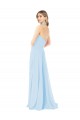 High Neck Long Chiffon Light Sky Blue Sleeveless Bridesmaid Dress / Evening Gowns Victoria