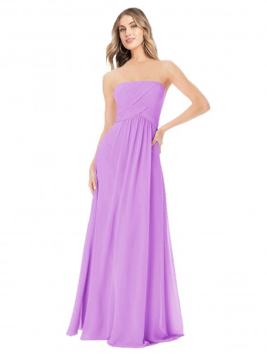 Strapless Long Soft Chiffon Violet Sleeveless Bridesmaid Dress Victoria
