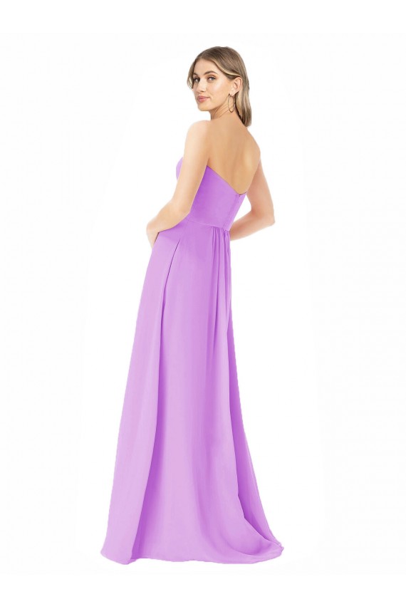 Strapless Long Soft Chiffon Violet Sleeveless Bridesmaid Dress Victoria
