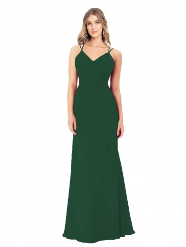 Sweetheart Long Soft Chiffon Dark Green Sleeveless Bridesmaid Dress Victoria