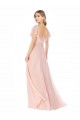 Square Neck Long Soft Chiffon Pink Cap Sleeves Formal Dress / Bridesmaid Dress Victoria