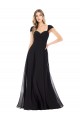 Sweetheart Long Soft Chiffon Black Cap Sleeves Bridesmaid Dress Victoria