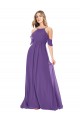 High Neck Long Soft Chiffon Plum Purple Cold Shoulder Bridesmaid Dress Victoria