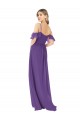 High Neck Long Soft Chiffon Plum Purple Cold Shoulder Bridesmaid Dress Victoria