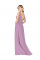 V-Neck Long Soft Chiffon Dark Lavender Sleeveless Bridal Party Dress Victoria