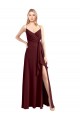 V-Neck Long Floor Length Chiffon Burgundy Gold Sleeveless Bridesmaid Dress Victoria