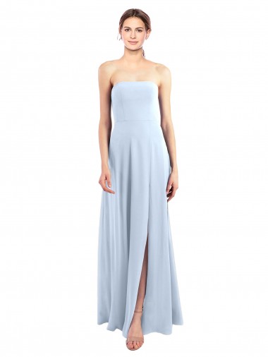 Strapless Long Soft Chiffon Light Sky Blue Sleeveless Bridesmaid Dress Victoria