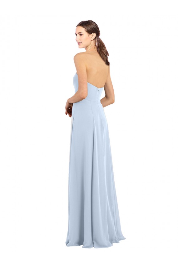 Strapless Long Soft Chiffon Light Sky Blue Sleeveless Bridesmaid Dress Victoria