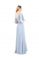 V-Neck Long Chiffon Light Sky Blue Flutter Sleeves Bridesmaid Dress / Evening Dress Victoria