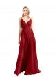 V-Neck Long Luxe Chiffon Red Sleeveless Bridesmaid Dress Victoria