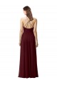High Neck Long Soft Chiffon Burgundy Gold Sleeveless Bridesmaid Dress Victoria