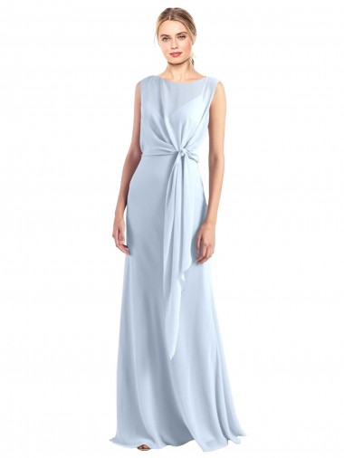 V-Neck Long Chiffon Light Sky Blue Sleeveless Bridesmaid Dress / Evening Gowns Victoria