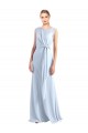 V-Neck Long Chiffon Light Sky Blue Sleeveless Bridesmaid Dress / Evening Gowns Victoria