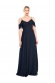 V-Neck Long Lxue Chiffon Dark Navy Sleeveless Bridesmaid Dress Victoria